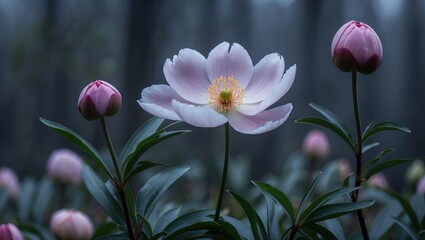 Obraz premium A solitary flower of Paeonia daurica subsp. mlokosewitschii