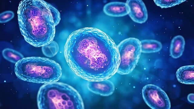 3d illustration of Single Cell Analysis, stem cells microscope background.