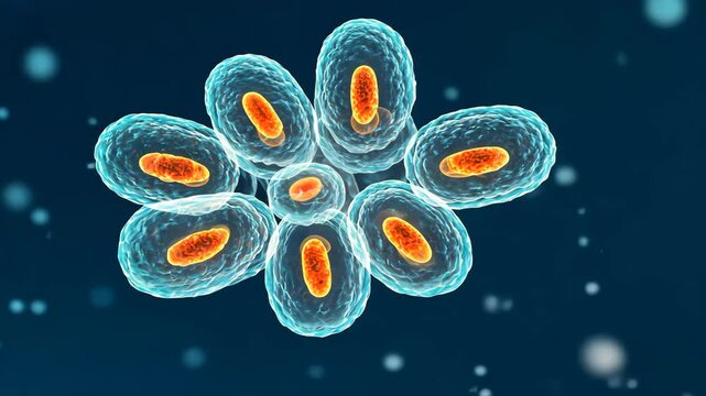 3d illustration of Single Cell Analysis, stem cells microscope background.