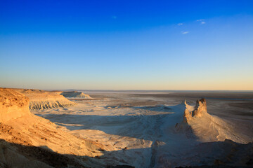 Stunning Mangystau landscape, Kazakhstan. Ak Orpa pinnacles view, Bozzhira valley
