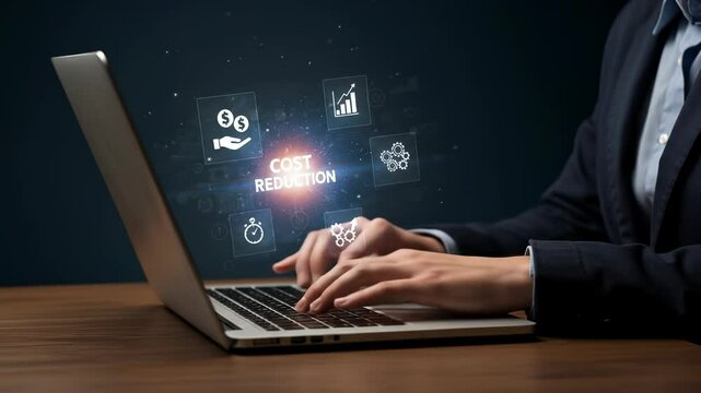 Cost Reduction Strategies: Business Efficiency, Savings, and Financial Optimization on Laptop