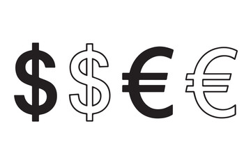 dollar and euro signs, ideal for financial, banking, and currency related concepts, graphics icon set