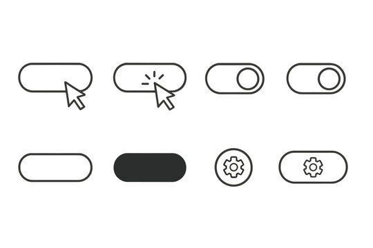 Button State Icons. Line style icons of button states: button hover, active click, toggle on, toggle off. ghost button, primary