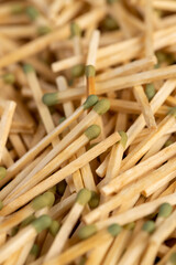matches without matchboxes, a large number of wooden matches scattered in a large pile