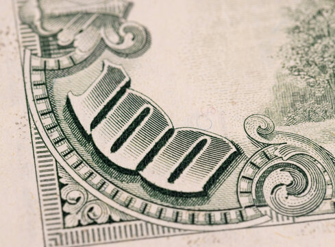 100 old US dollars , details of authentic paper money with a face value of one hundred dollars