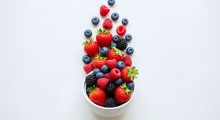 Bowl of Berries Bursting with Freshness, Offering Vibrant Colors and a Sweet, Natural Treat. Captivating Still Life of Summer's Bounty (154)
