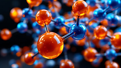 Futuristic Orange Molecules in High Tech Design
