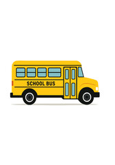 Bright Yellow School Bus Side View Illustration with Black Wheels and Text for Education Transport, Children Pickup, or School Commute Concept
