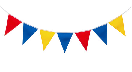 Colorful party pennant bunting flags, isolated on transparent background © PNG Lab