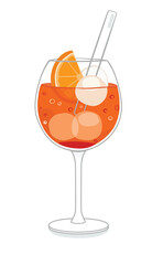 Italian spritz summer drink - isoleted vector illustration, hand drawn