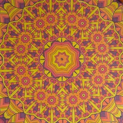 Orange mandala colorful hand painted background