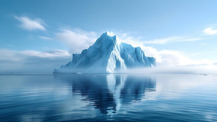 Iceberg Island Floating in Clear Blue Ocean