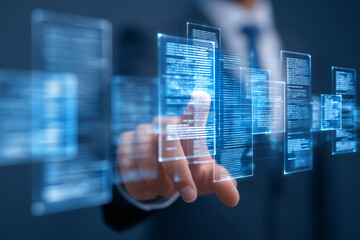 Interacting with data on futuristic virtual data screens