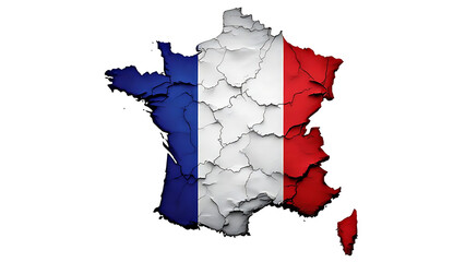 France Map with National Flag and Border Details