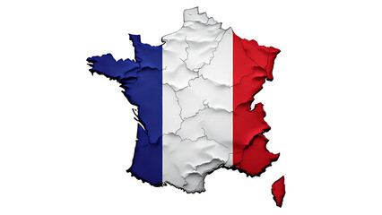 Detailed France Map with Tricolor Border Design