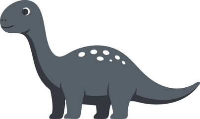 Fototapeta premium Cute gray cartoon dinosaur with white spots standing on four legs vector illustration 