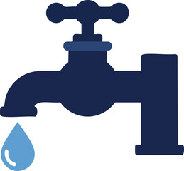Water faucet with single drop vector icon illustration for plumbing and water conservation concepts 