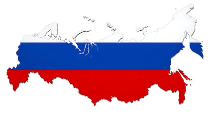 Clean Design of Russian Flag over Map Outline