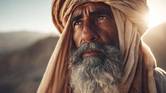 Portrait of Biblical Old Man. Patriarch Abraham, Isaac or Jacob