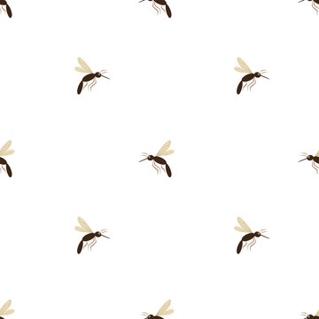 Mosquitoes, gnats seamless pattern. Abstract and minimalist pattern. Hand drawn Insects pattern