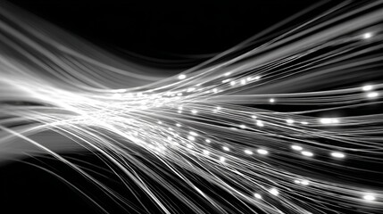Abstract White Light Streaks Dynamic Flowing Lines Elegant Swirling Design Modern Technology Background Digital Art Futuristic Shiny Glowing Fiber Optics Network Connection High   