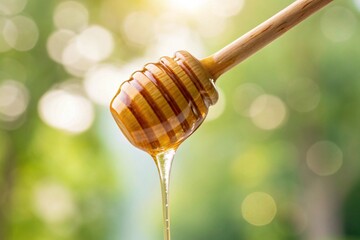 honey dripping from a dipper