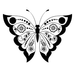 Floral butterfly design: A detailed illustration of a butterfly featuring intricate floral patterns, showcasing elegance and the beauty of nature.