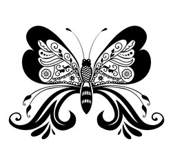 Intricate Butterfly Design: A captivating, artistic illustration of a butterfly, meticulously crafted with detailed patterns and graceful lines, creating a striking visual statement.