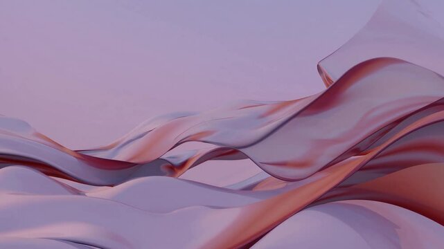 Abstract flowing pink shapes in soft pastel environment, fluid curves and smooth surface design, surreal digital art.