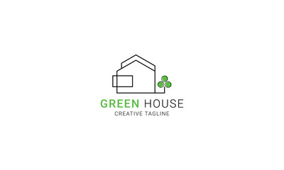 Minimalist green house logo design for your business