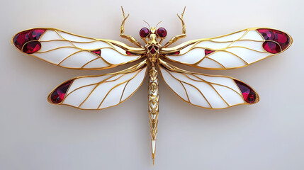 Obraz premium Elegant Decorative Insect Design with Gemstone Accents and Wings