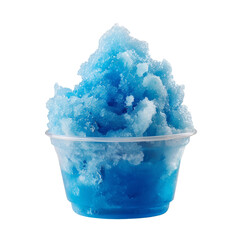 Blue shaved ice in cup, isolated on transparent background
