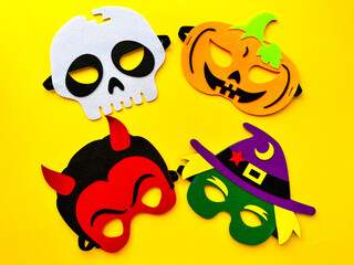 Halloween. DIY Felt Halloween Masks. Set of Various Masks, monsters, Pumpkin, Devil, Witch, Skeleton, Bat, DIY Toys, Dress Up Mask, Party Supplies, Birthday Party Favors, Game Accessories