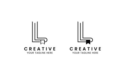 Minimalist letter L book logo for education, book store and library