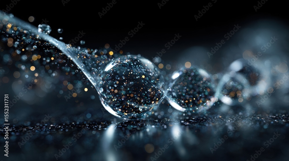 Poster Network of interconnected luminous spheres displaying intricate data connections and cosmic energy in a mesmerizing digital illustration