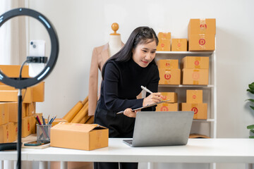 Woman Running Online Business from Home