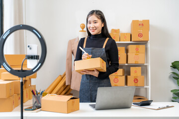 Woman Running Online Business from Home