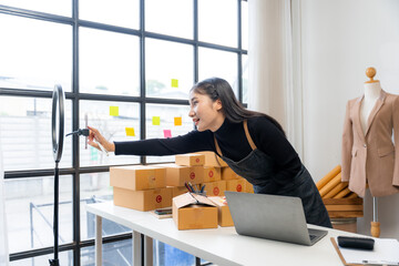 Woman Streaming Online Business Product Presentation