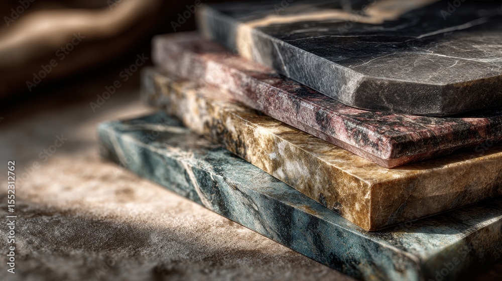 Aufkleber decorative wall panels featuring various stone textures with grey background showcasing interior des