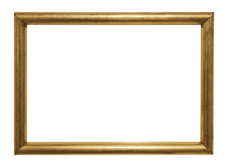 Vintage gilded simple picture frame with transparent background.