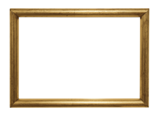 Vintage gilded simple picture frame with transparent background.