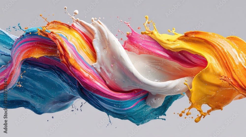 Poster vibrant colors erupt in a dynamic paint splash, creating a captivating and energetic burst of motion