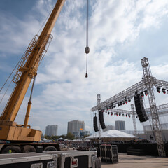 Urban Concert Setup Under Dramatic Skies