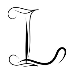 Ornate calligraphy letter l design with elegant swirls and curls