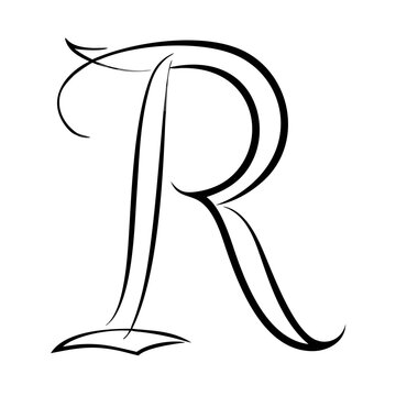 Elegant calligraphy style letter r with decorative swirls