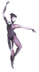 Ballet dancer in a graceful pose, showcasing elegance and artistry in a watercolor illustration