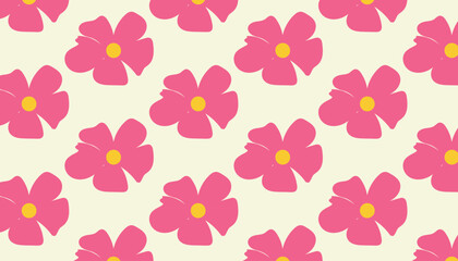 Seamless pattern of vibrant orange flowers with blue centers on a white background.