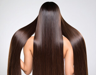 Long, shiny hair flowing gracefully from back