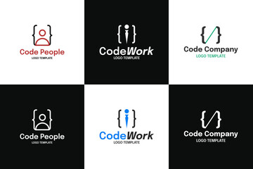 Set collection coding development logo design template vector symbol illustration