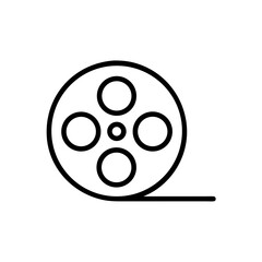 Vector illustration of a film reel in a classic style on a white background with copy space